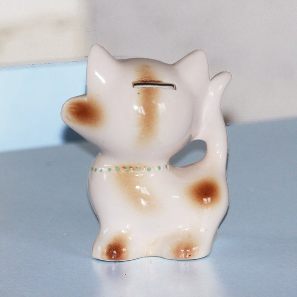 Tirelire chat vintage en céramique chinoise