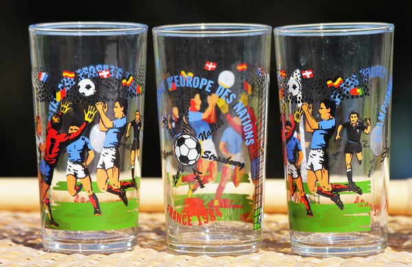 Ensemble de 4 verres vintages Euro France 1984 Coupe du Monde Mexique 1986 football