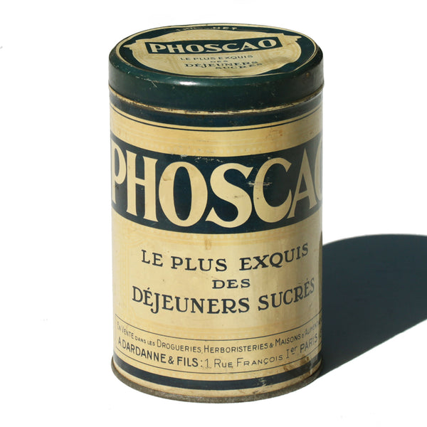 Ancienne boîte publicitaire Phoscao vide en tôle lithographiée 1 kg