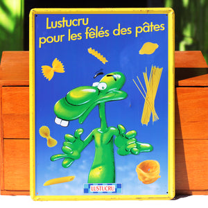 Plaque publicitaire vintage Lustucru en tôle lithographiée ( années 1980 )