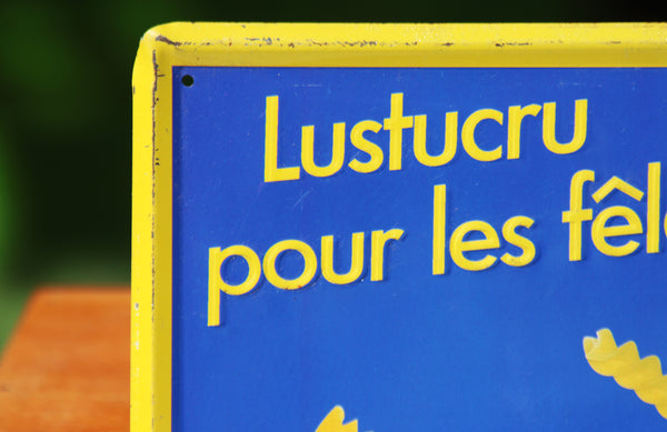 Plaque publicitaire vintage Lustucru en tôle lithographiée ( années 1980 )