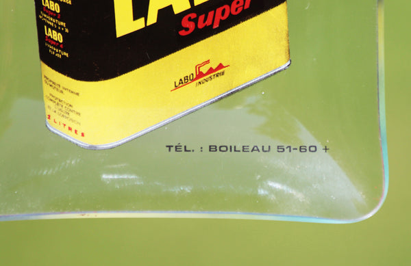 Ancien vide poche / cendrier publicitaire en verre pour le bidon d'huile Labo Super