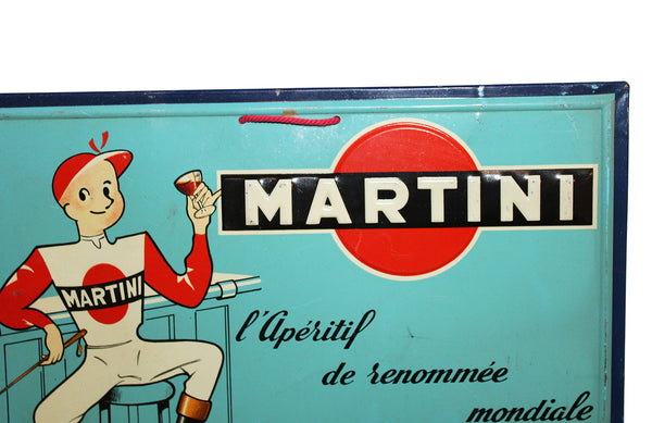Ancienne plaque publicitaire en tôle non émaillée Martini Jockey d'après Leon