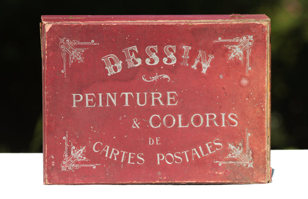 Ancienne boîte à dessin vide peinture & coloris de cartes postales CPA