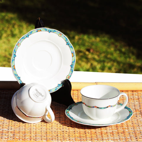 Duo de tasse à café / thé + soucoupe Bone China Villeroy & Boch modèle Izmir