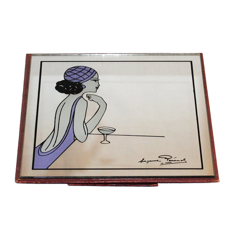 Petit miroir sérigraphié vintage Suzanne Pémonel de Paris 22 cm x 22 cm