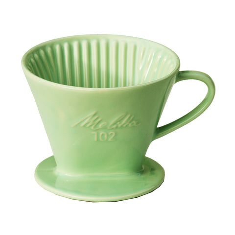 Porte filtre vintage Melitta en faïence modèle 102 à 1 trou coloris vert pastel