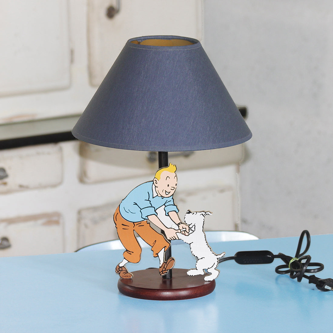 Lampe de chevet Trousselier vintage Tintin et Milou ©Hergé