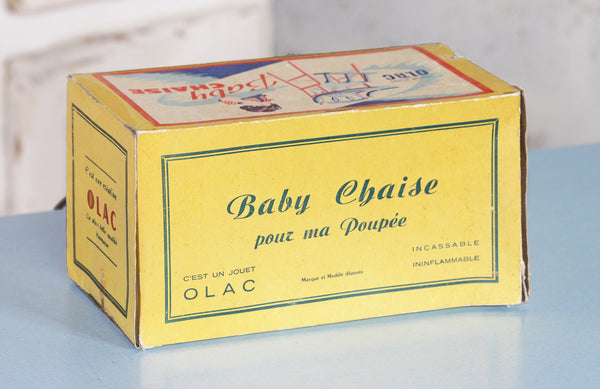 Jouet ancien français Olac Baby Chaise pour la Poupée en boîte