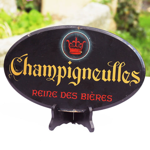 Ancienne plaque publicitaire en celluloïd pour la bière Champigneulles