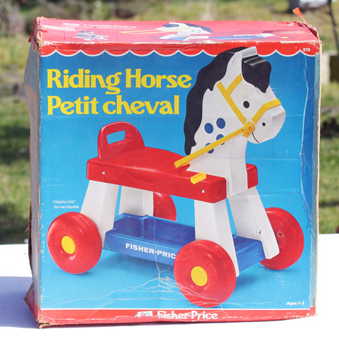 Jouet Fisher Price trotteur Petit Cheval vintage en boîte de 1976