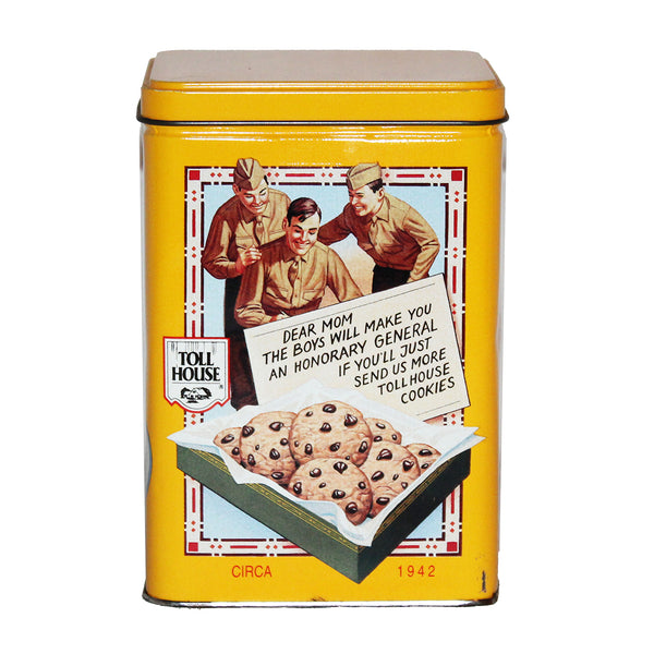 Boîte publicitaire vintage US Nestlé Toll House Cookies vide en tôle lithographiée