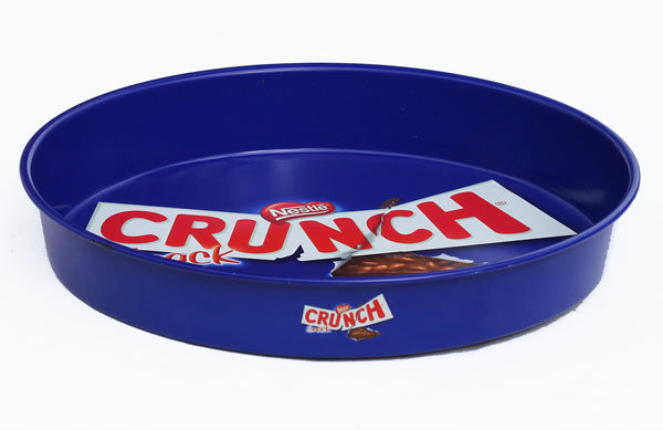 Plateau de service publicitaire rond en métal chocolat Crunch Snack