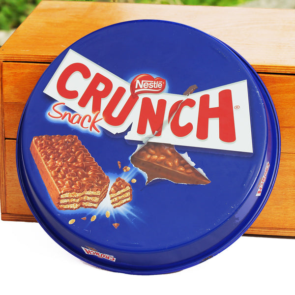 Plateau de service publicitaire rond en métal chocolat Crunch Snack