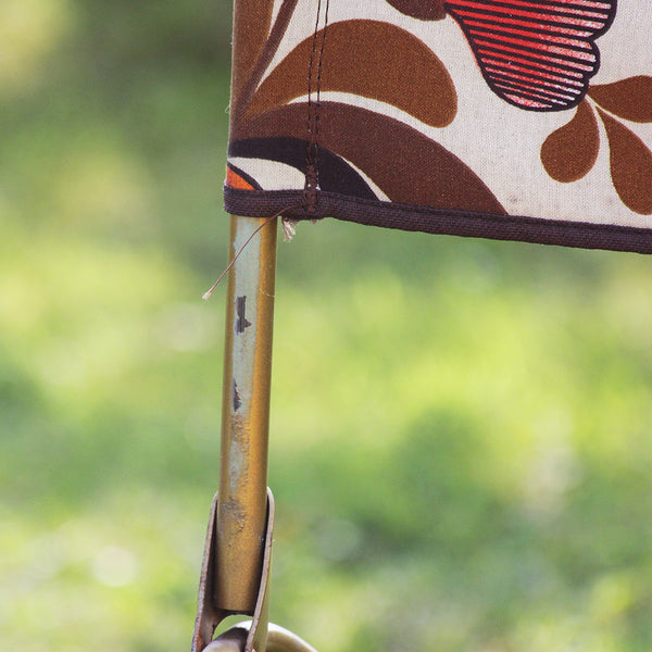 Chaise pliante de camping vintage tissu à fleurs sans accoudoir