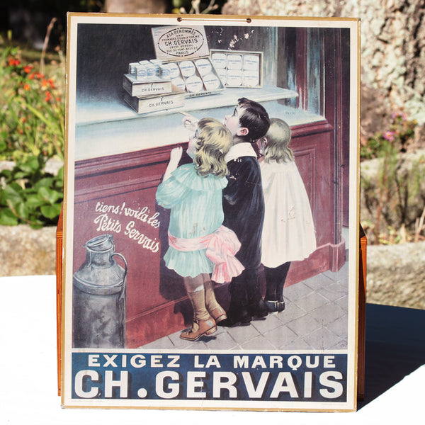 Affiche publicitaire cartonnée Ch. Gervais - Bernard Carant - édition vintage