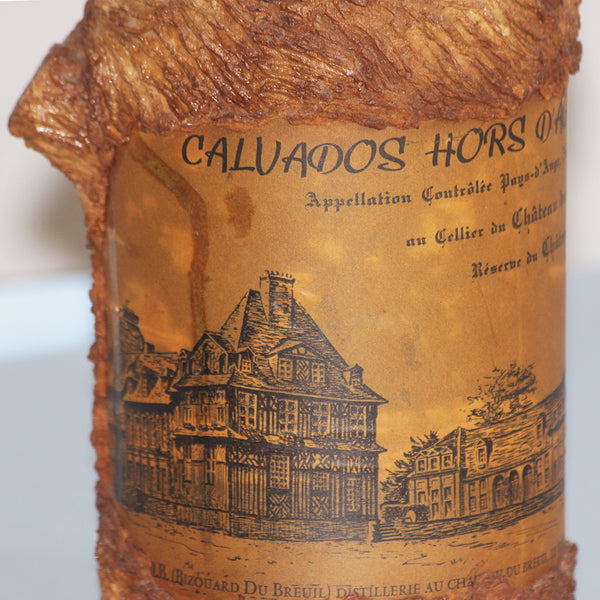Grande bouteille tronc 2.5 litres vide vintage de Calvados Château du Breuil
