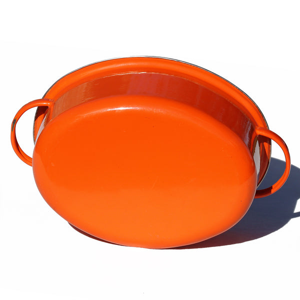 Cocotte ovale vintage en tôle d'aluminium émaillée orange Le Creuset