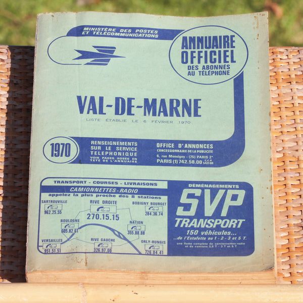 Ancien bottin annuaire officiel des abonnés au téléphone Val de Marne 1970