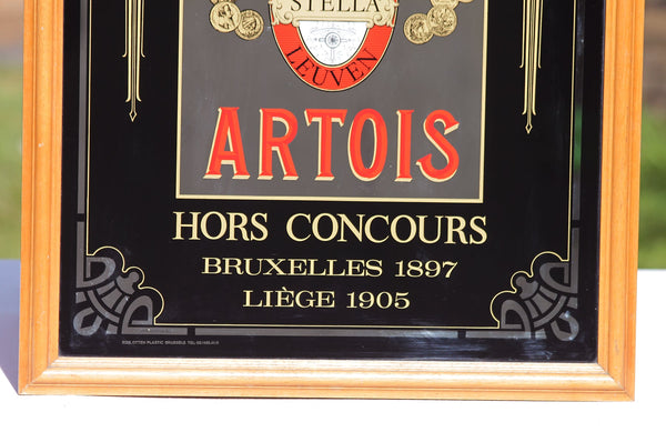 Grand miroir publicitaire vintage sérigraphié bière Stella Artois