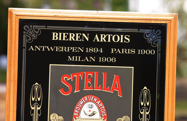 Grand miroir publicitaire vintage sérigraphié bière Stella Artois