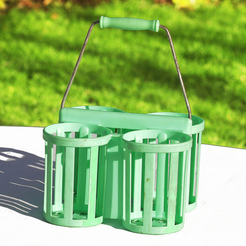 Porte bouteilles vintage POLA en plastique vert amande