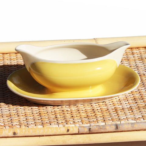 Ancienne saucière en faïence de Villeroy & Boch coloris jaune pastel