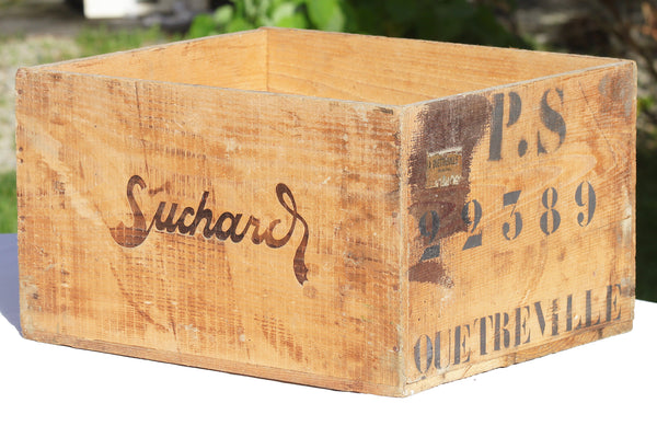 Ancienne caisse publicitaire en bois vide Chocolat Suchard