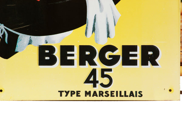 Plaque publicitaire vintage Berger 45 Type Marseillais en tôle lithographiée éditions Clouet ( 1999 )