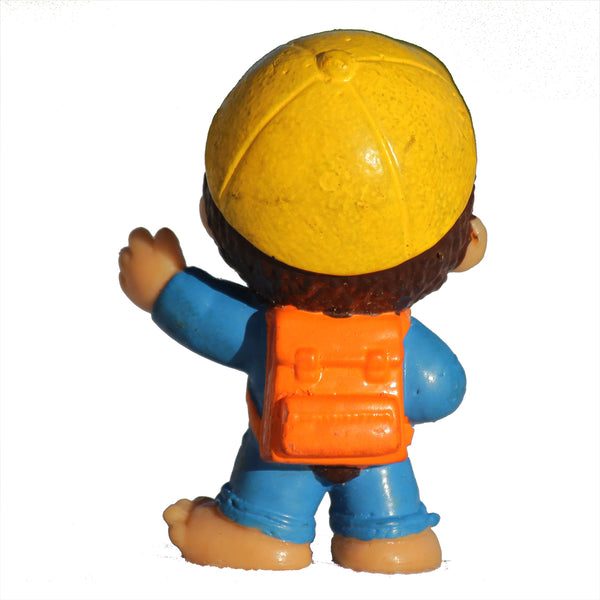 Figurine PVC vintage Kiki Monchichi avec son cartable Bully (1981)