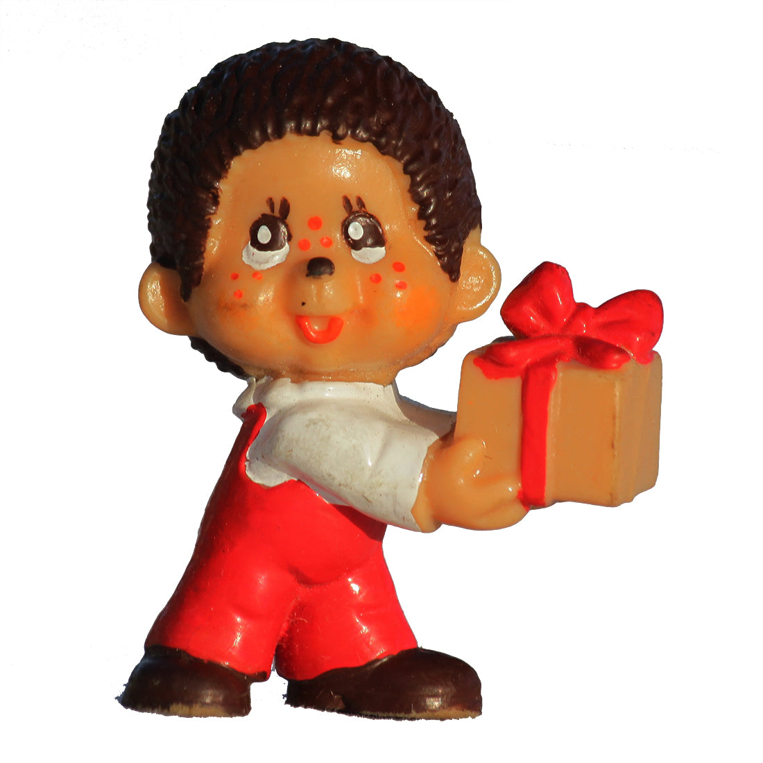 Figurine PVC vintage Kiki Monchichi avec un cadeau Bully (1981)