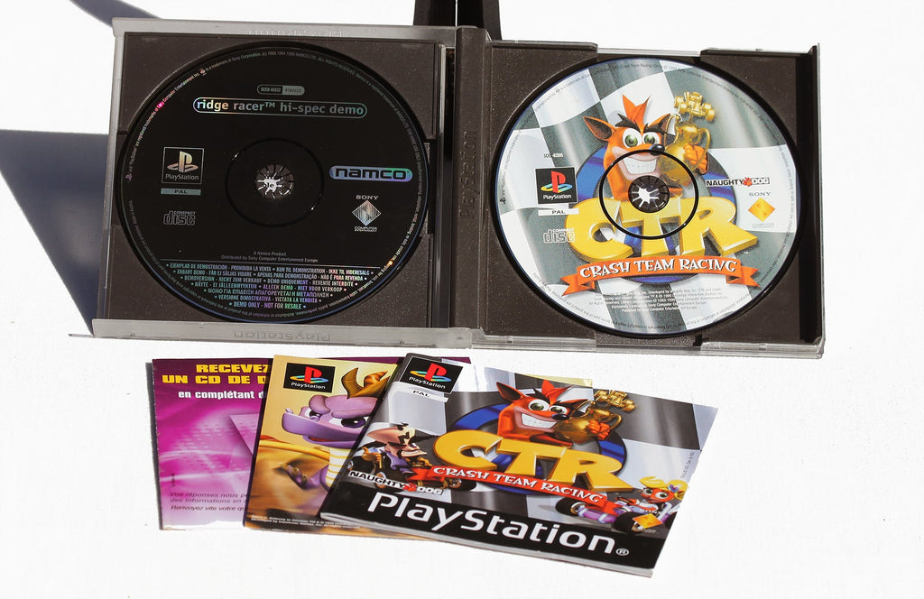 Playstation PS1 video game Crash Team Racing CTR + Ridge Racer Hi-Spec – La Roue du Passé Playstation PS1 video game Crash Team Racing CTR + Ridge Racer Hi-Spec – La Roue du Passé