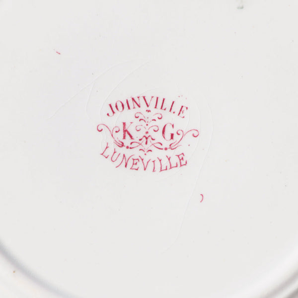 Ensemble de 4 assiettes plates anciennes en faïence de K&G Lunéville modèle Joinville