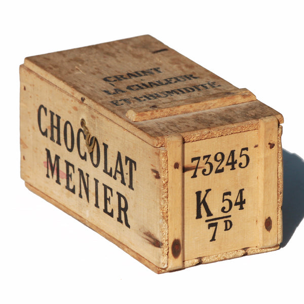 Ancienne petite boîte publicitaire Chocolat Menier en bois