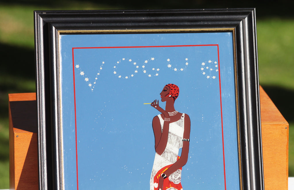 Grand miroir sérigraphié vintage - Helen Dryden pour Vogue - Label Emmaüs Grand miroir sérigraphié vintage - Helen Dryden pour Vogue - Label Emmaüs