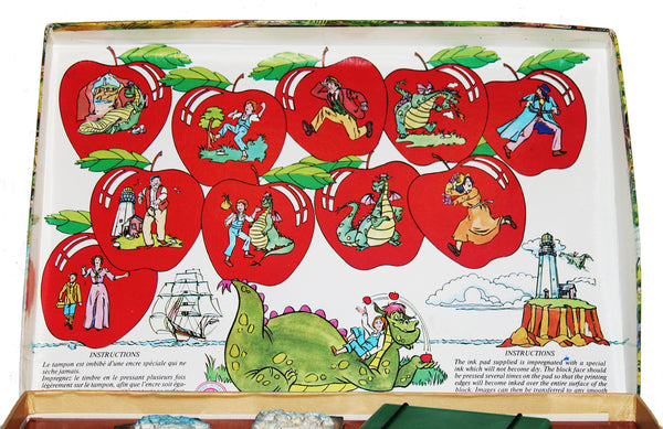Ancienne boîte de jeu tampons Disney Peter et Elliott le Dragon Multiprint Milano