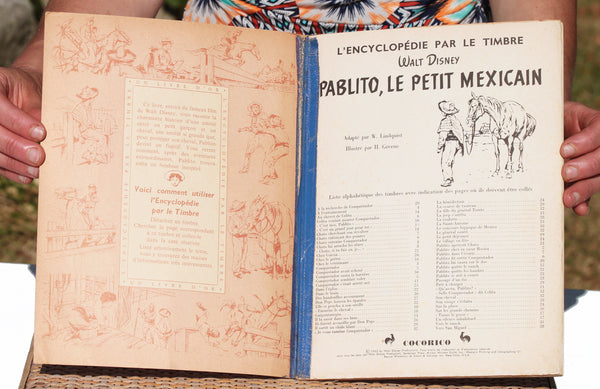 Ancien album par le timbre Pablito le petit mexicain Walt Disney complet ( 1955 )