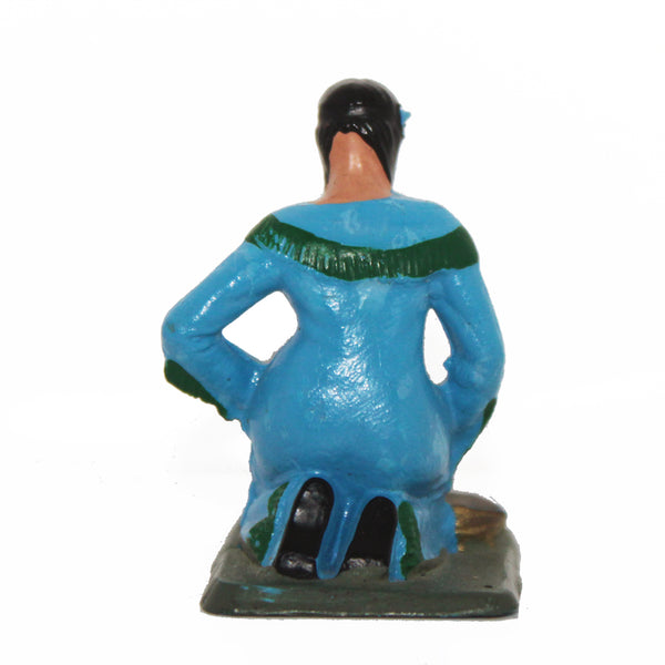 Figurine plastique Starlux femme squaw indienne bleue Far West petite casse