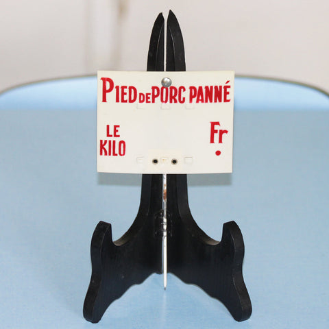 Ancienne étiquette de boucherie prix du pied de porc panné au kilo années 1950/1960