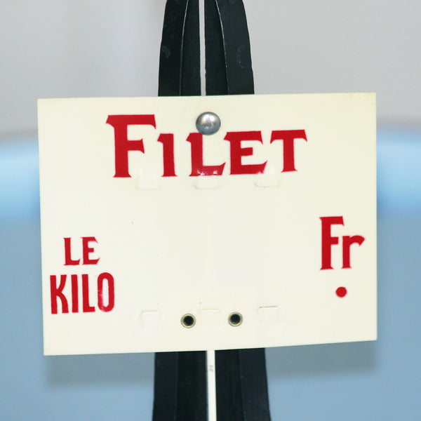 Ancienne étiquette de boucherie prix du filet au kilo années 1950/1960