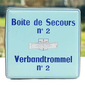Ancienne grande boîte de Secours belge n° 2 en tôle lithographiée ( Verbandtrommel )
