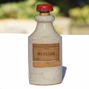 Ancien flacon de Mercure vide Bourdon Frères Paris Poulenc Frères pharmacie