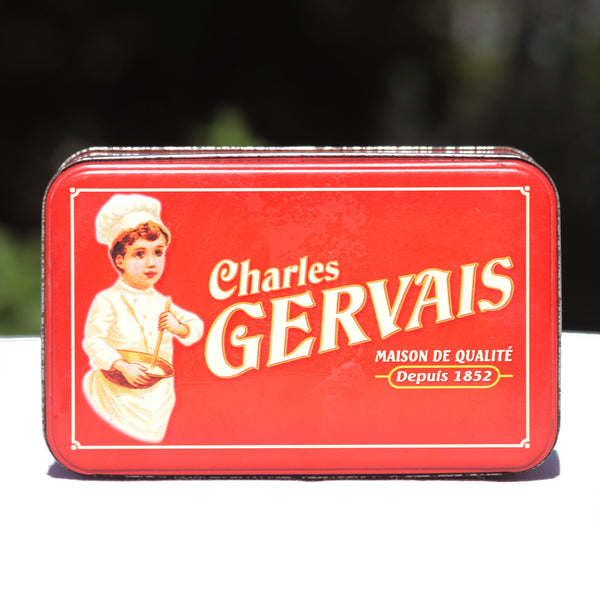 Boîte publicitaire Charles Gervais vide édition limitée en tôle lithographiée