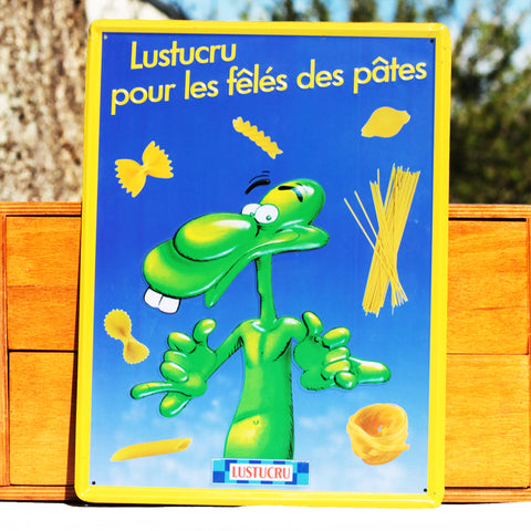 Plaque publicitaire vintage Lustucru en tôle lithographiée ( années 1980 )