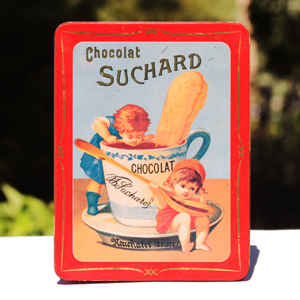 Boîte publicitaire chocolat Kraft Jacobs Suchard vide en tôle lithographiée