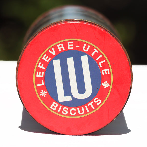 Boîte publicitaire biscuits Lefevre-Utile LU en tôle lithographiée modèle Exposition 1900