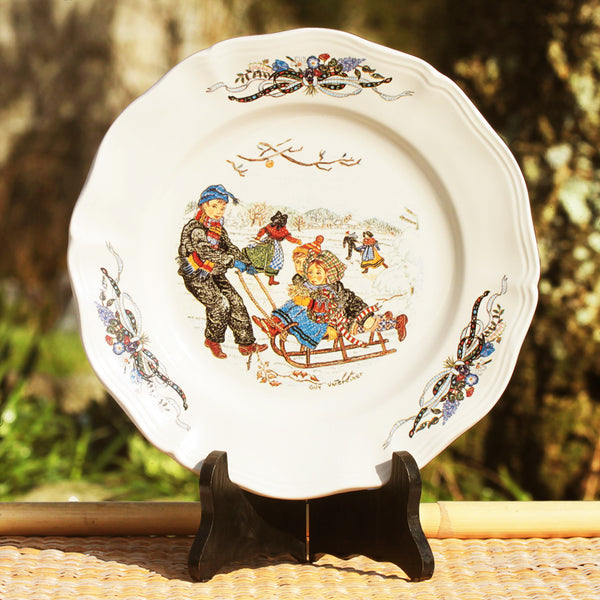 Set of 6 flat plates in Lunéville earthenware Belle Alsace collection (6 designs)