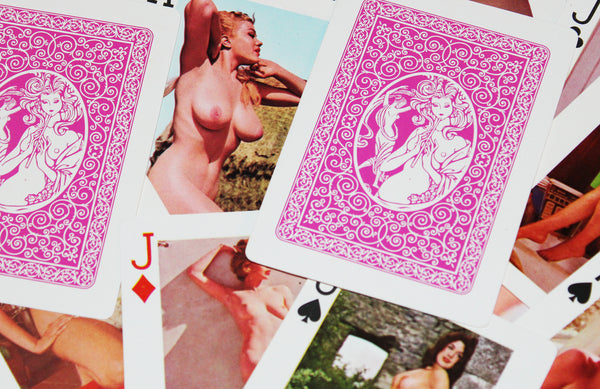 Jeu de 32 cartes à jouer sexy / érotique vintage Pin-Up femme nue