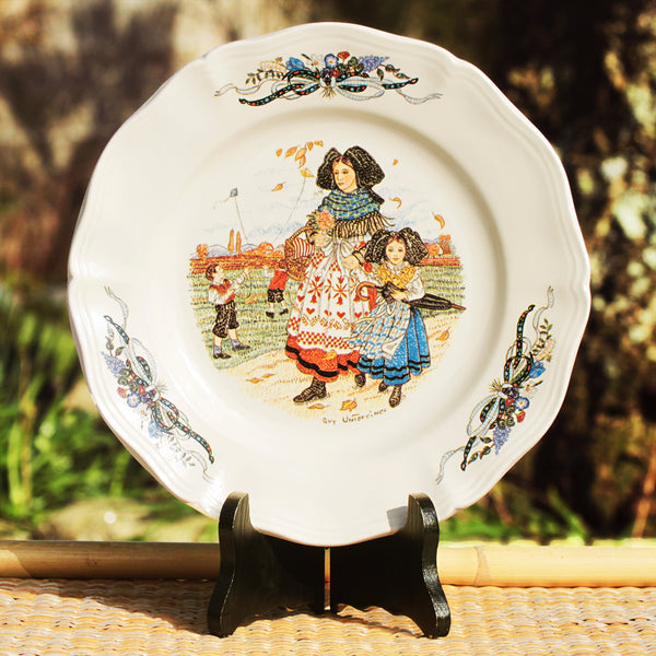 Set of 6 flat plates in Lunéville earthenware Belle Alsace collection (6 designs)