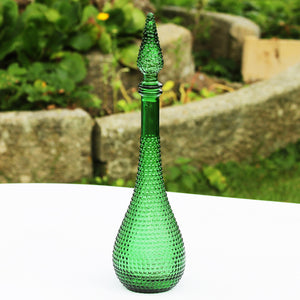 Carafe italienne en verre d'Empoli vintage coloris vert 34 cm complète